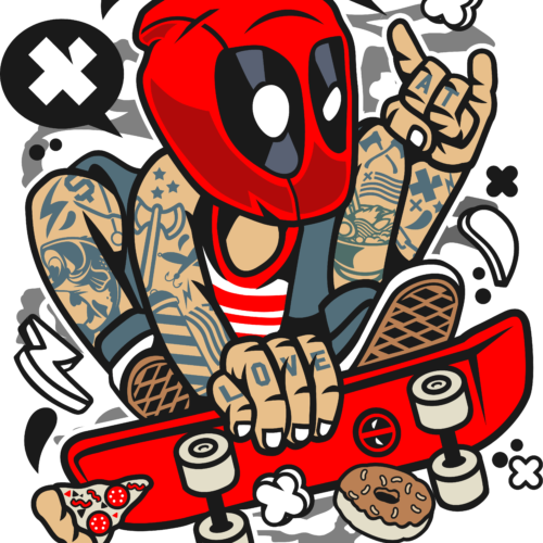 Koszulka dziecięca Deadpool Skater - obrazek 2